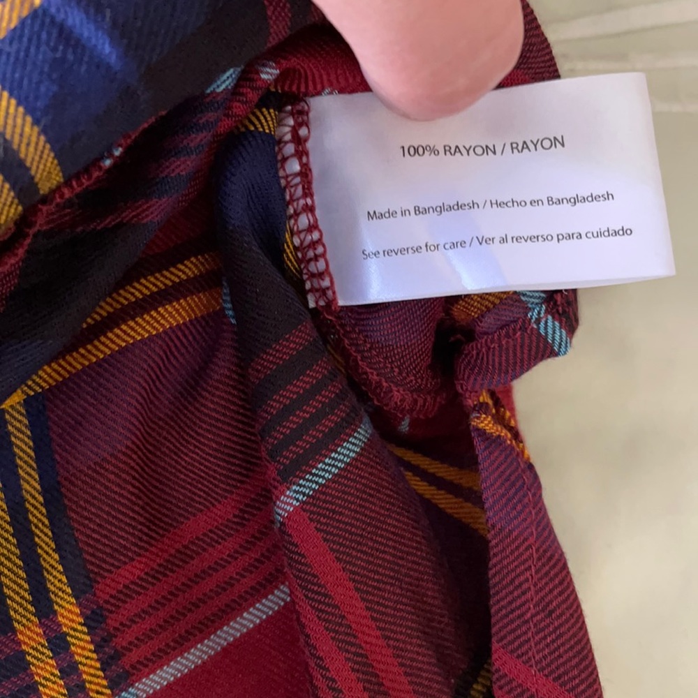 Peace & Pearls Plaid 3/4-Half Sleeve Button Shirt - Picture 12 of 12